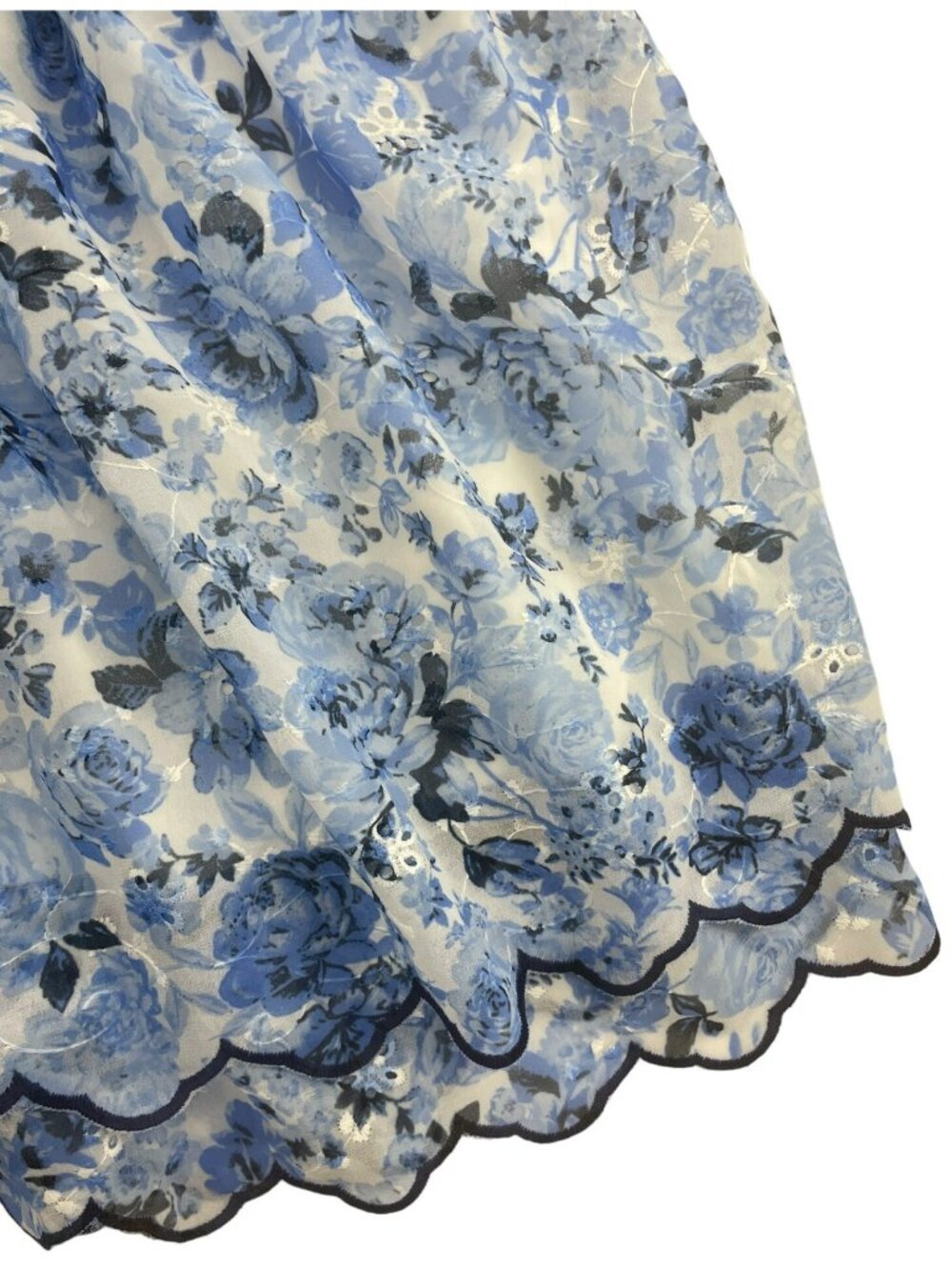 Altard State Scalloped Hem Dress Blue & White Floral Adjustable Straps Sz XL NEW - Picture 5 of 10